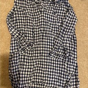 J. Crew Navy and White Plaid Linen Tunic